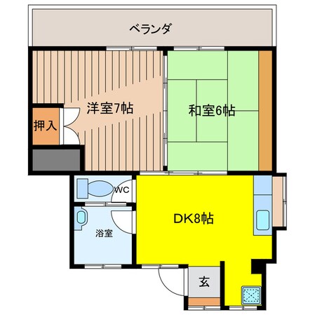 寄宮 徒歩6分 3階の物件間取画像